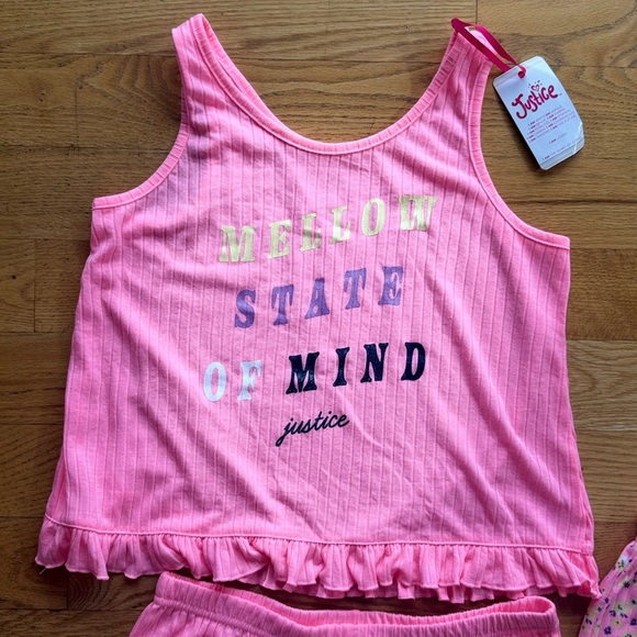 Justice Pink Pajama Set 3 pieceRuffle tank,short Pajama size 16/18 XL - Picture 4 of 13